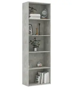 vidaXL 5-Tier Book Cabinet Concrete Grey 60x30x189 cm Chipboard