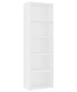 vidaXL 5-Tier Book Cabinet High Gloss White 60x30x189 cm Chipboard