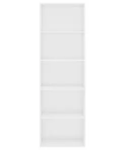 vidaXL 5-Tier Book Cabinet High Gloss White 60x30x189 cm Chipboard