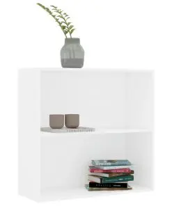 vidaXL 2-Tier Book Cabinet White 80x30x76.5 cm Chipboard