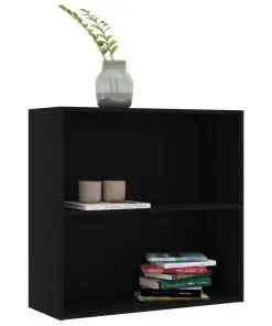 vidaXL 2-Tier Book Cabinet Black 80x30x76.5 cm Chipboard