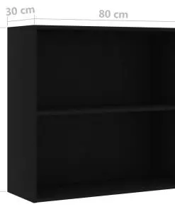 vidaXL 2-Tier Book Cabinet Black 80x30x76.5 cm Chipboard