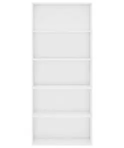 vidaXL 5-Tier Book Cabinet High Gloss White 80x30x189 cm Chipboard