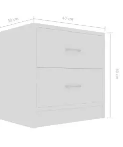 vidaXL Bedside Cabinet White 40x30x40 cm Chipboard