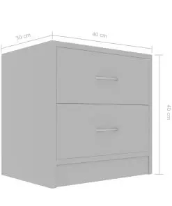 vidaXL Bedside Cabinet Grey 40x30x40 cm Chipboard