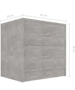 vidaXL Bedside Cabinets 2 pcs Concrete Grey 40x30x40 cm Chipboard