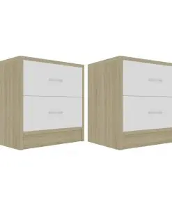 vidaXL Bedside Cabinets 2 pcs White and Sonoma Oak 40x30x40 cm Chipboard