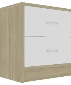 vidaXL Bedside Cabinets 2 pcs White and Sonoma Oak 40x30x40 cm Chipboard