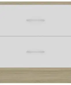 vidaXL Bedside Cabinets 2 pcs White and Sonoma Oak 40x30x40 cm Chipboard