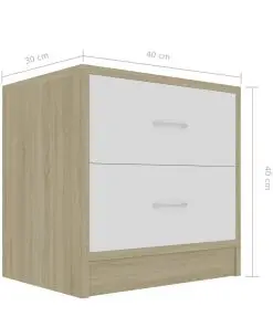 vidaXL Bedside Cabinets 2 pcs White and Sonoma Oak 40x30x40 cm Chipboard
