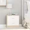 vidaXL Bedside Cabinets 2 pcs White and Sonoma Oak 40x30x40 cm Chipboard