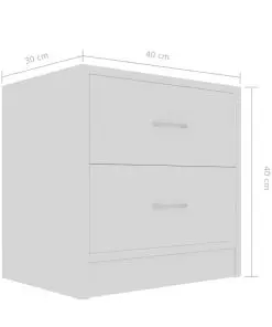 vidaXL Bedside Cabinets 2 pcs High Gloss White 40x30x40 cm Chipboard