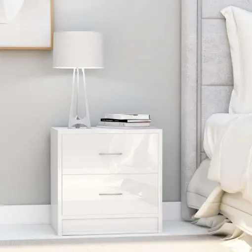 vidaXL Bedside Cabinets 2 pcs High Gloss White 40x30x40 cm Chipboard