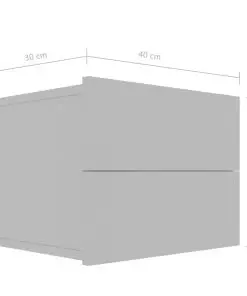 vidaXL Bedside Cabinet Grey 40x30x30 cm Chipboard