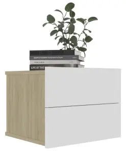 vidaXL Bedside Cabinets 2 pcs White and Sonoma Oak 40x30x30 cm Chipboard
