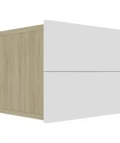 vidaXL Bedside Cabinets 2 pcs White and Sonoma Oak 40x30x30 cm Chipboard