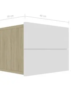 vidaXL Bedside Cabinets 2 pcs White and Sonoma Oak 40x30x30 cm Chipboard
