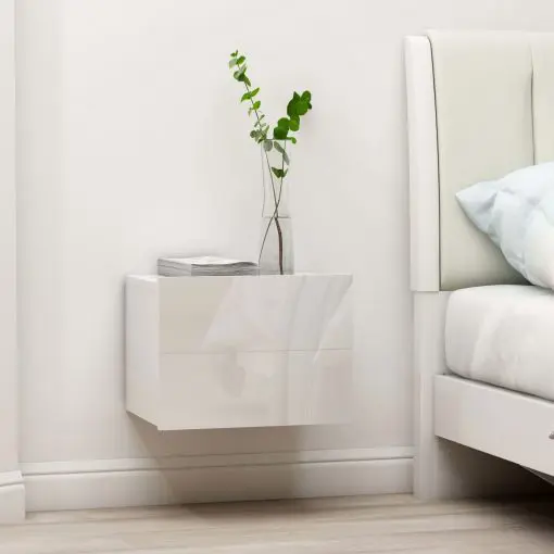 vidaXL Bedside Cabinets 2 pcs High Gloss White 40x30x30 cm Chipboard