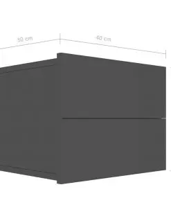 vidaXL Bedside Cabinet High Gloss Black 40x30x30 cm Chipboard