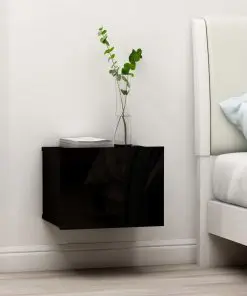 vidaXL Bedside Cabinet High Gloss Black 40x30x30 cm Chipboard