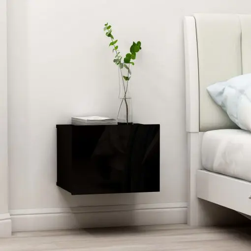 vidaXL Bedside Cabinets 2 pcs High Gloss Black 40x30x30 cm Chipboard