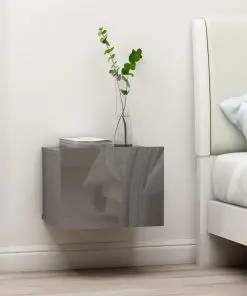 vidaXL Bedside Cabinets 2 pcs High Gloss Grey 40x30x30 cm Chipboard