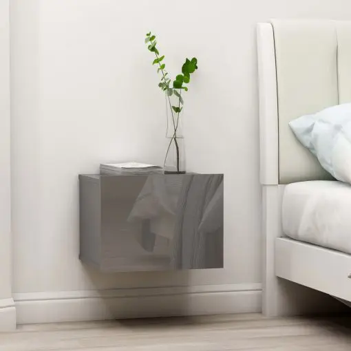 vidaXL Bedside Cabinets 2 pcs High Gloss Grey 40x30x30 cm Chipboard