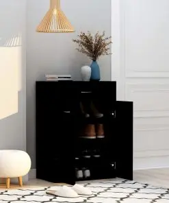 vidaXL Shoe Cabinet Black 60x35x84 cm Chipboard