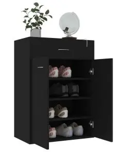 vidaXL Shoe Cabinet Black 60x35x84 cm Chipboard