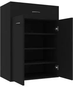 vidaXL Shoe Cabinet Black 60x35x84 cm Chipboard