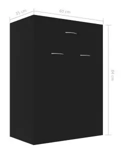 vidaXL Shoe Cabinet Black 60x35x84 cm Chipboard