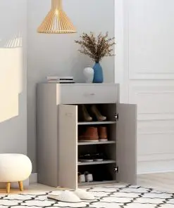 vidaXL Shoe Cabinet Grey 60x35x84 cm Chipboard