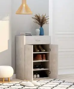 vidaXL Shoe Cabinet Concrete Grey 60x35x84 cm Chipboard