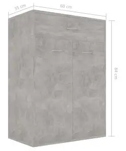 vidaXL Shoe Cabinet Concrete Grey 60x35x84 cm Chipboard