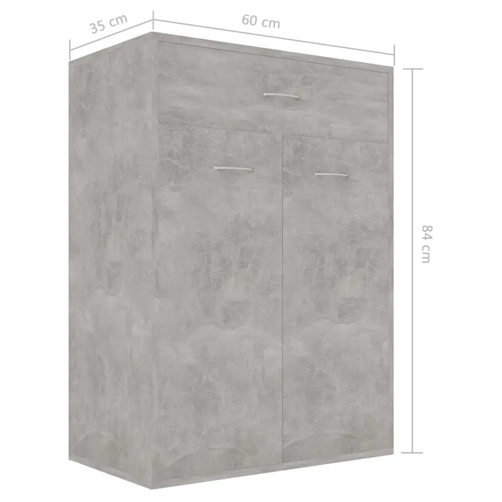 vidaXL Shoe Cabinet Concrete Grey 60x35x84 cm Chipboard