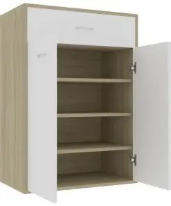 vidaXL Shoe Cabinet White and Sonoma Oak 60x35x84 cm Chipboard
