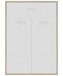 vidaXL Shoe Cabinet White and Sonoma Oak 60x35x84 cm Chipboard