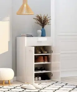 vidaXL Shoe Cabinet High Gloss White 60x35x84 cm Chipboard