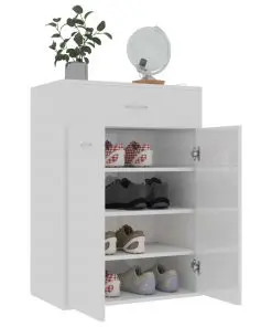 vidaXL Shoe Cabinet High Gloss White 60x35x84 cm Chipboard