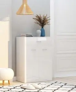 vidaXL Shoe Cabinet High Gloss White 60x35x84 cm Chipboard