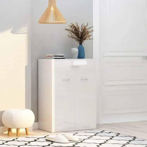 vidaXL Shoe Cabinet High Gloss White 60x35x84 cm Chipboard