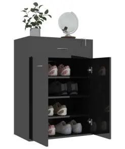 vidaXL Shoe Cabinet High Gloss Black 60x35x84 cm Chipboard