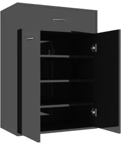 vidaXL Shoe Cabinet High Gloss Black 60x35x84 cm Chipboard