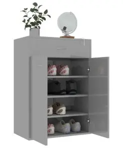 vidaXL Shoe Cabinet High Gloss Grey 60x35x84 cm Chipboard