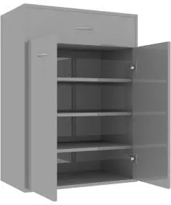 vidaXL Shoe Cabinet High Gloss Grey 60x35x84 cm Chipboard