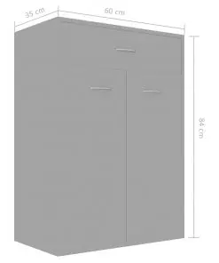vidaXL Shoe Cabinet High Gloss Grey 60x35x84 cm Chipboard
