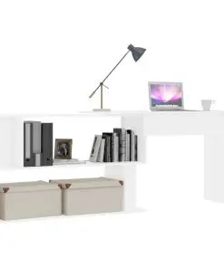 vidaXL Corner Desk White 200x50x76 cm Chipboard
