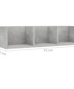 vidaXL CD Wall Shelf Concrete Grey 75x18x18 cm Chipboard