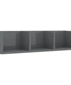 vidaXL CD Wall Shelf High Gloss Grey 75x18x18 cm Chipboard