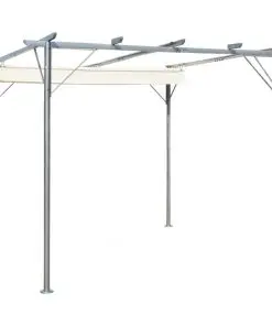 vidaXL Pergola with Retractable Roof Cream White 3×3 m Steel